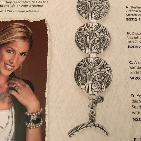 Silpada Sterling Silver Ancient Scroll Bracelet Toggle Clasp B2092 - Picture 13 of 13